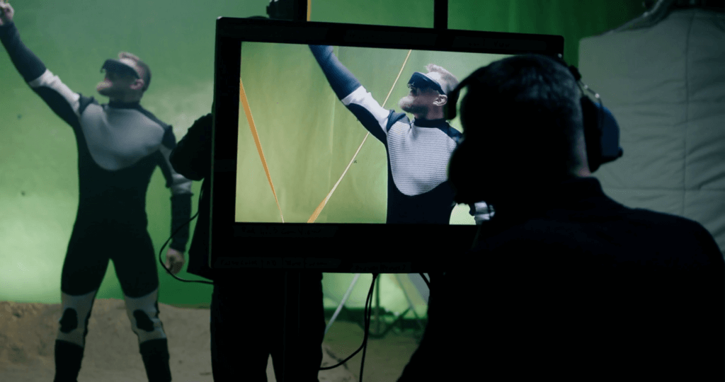 Virtual production using a green screen