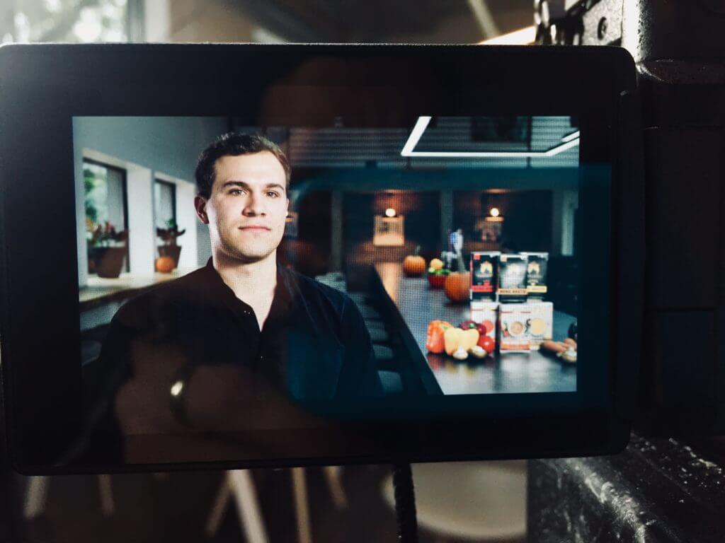 Filming video of business owner for marketing funnel automation