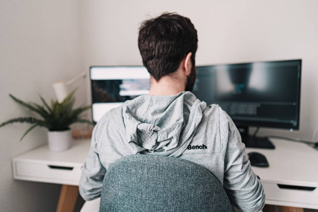 A team member working remotely from home