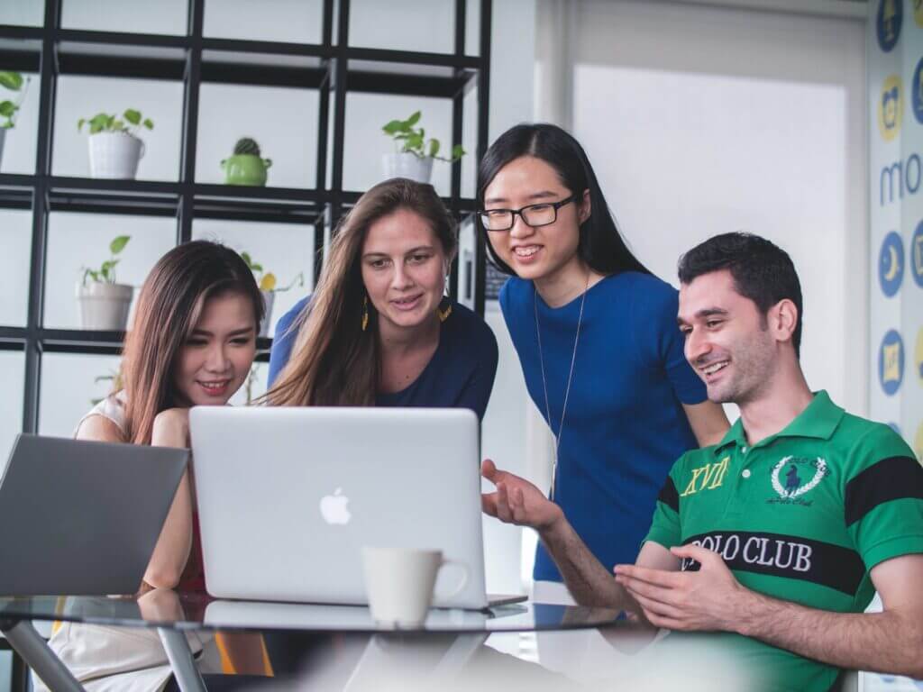 Showing friends engaging content on a computer